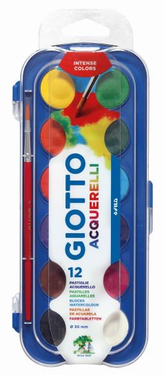 GIOTTO  watercolour paint set ~ 12 colours + 1 paint brush