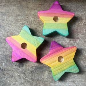 Rainbow Star Candle Holder with or without brass holder and beeswax candle.