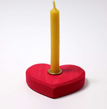 Load image into Gallery viewer, Grimm’s Small Red Heart Candle Holder (with or without 100% beeswax candle and brass holder)