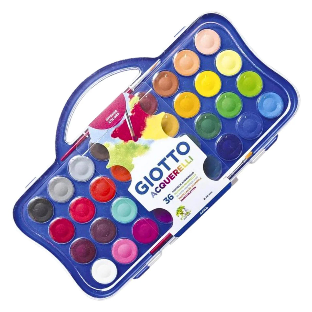 GIOTTO watercolour paint set ~ 36 colours + 2 brushes