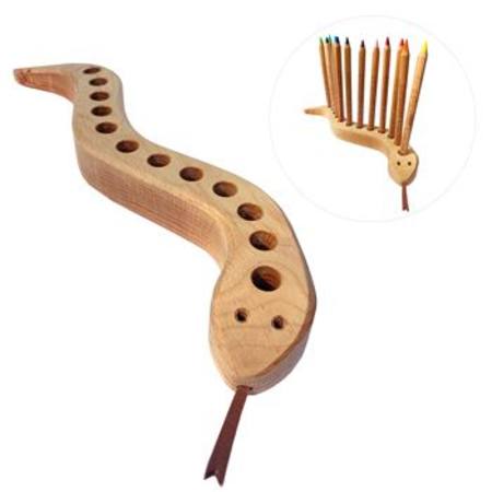 Wooden Pencil Holder Snake - 12 holes for chunky pencils