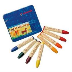 stockmar wax crayons ~ 8 blocks or 8 sticks in tin (no black)