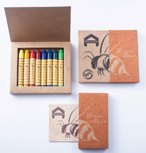 Apsicor Beeswax Crayons ~ 8 Waldorf sticks