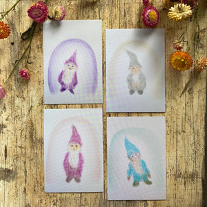 'Crystal Gnomes' ~ Set of 4 postcards