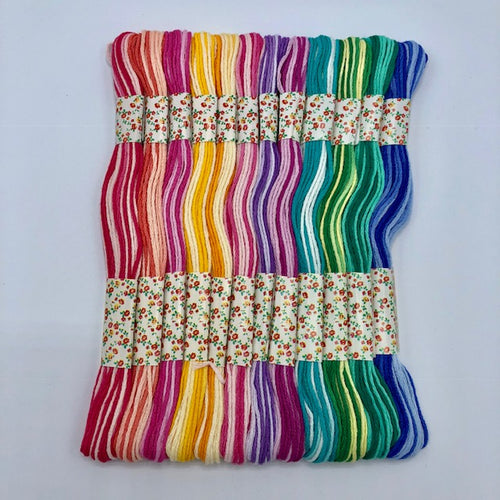 Rainbow variegated embroidery thread