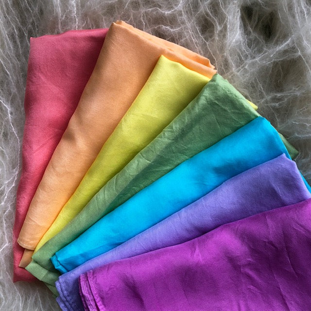 7 piece pack or Individual SPRING RAINBOW ~ Silk Playcloths