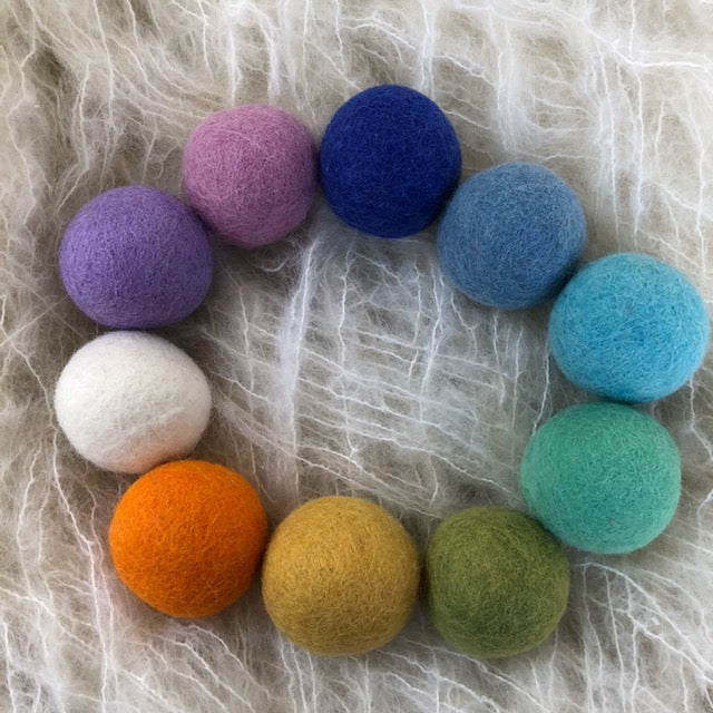 5cm wool felt balls ~ Spring pom poms ~ fair trade