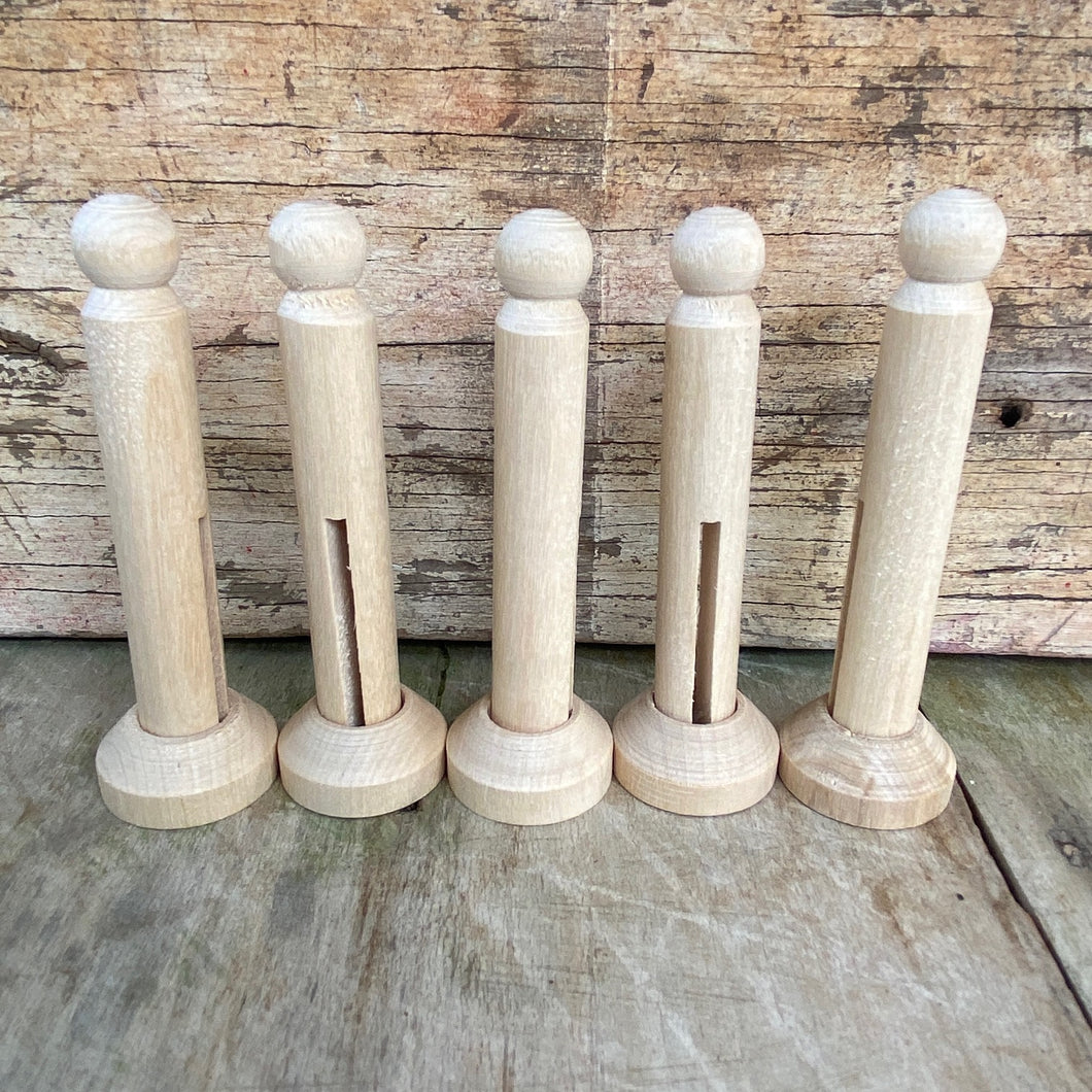 Wooden Dolly Pegs with Stand ~ pack of 5