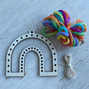 Rainbow Weaving Frame with hand painted Rainbow Wool ~ Kit.