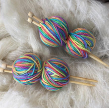 Load image into Gallery viewer, Knitting Kit~Bamboo Needles &amp; Rainbow Hand Painted Wool (choose your amount of wool)