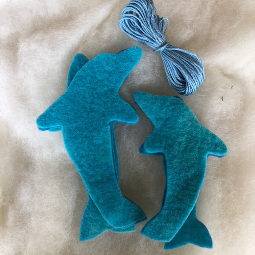 Dolphin Duo to make ~ Hand dyed pure wool felt