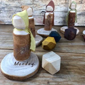 Day of the Week ~ Wood Folk Doll Set
