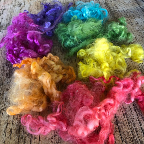 Rainbow ~ hand dyed English Leicester Fleece