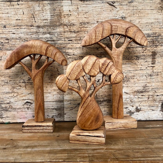 Wooden African Trees ~ natural set of 3