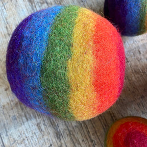 Rainbow Felt Balls ~ 12.5cm + 7.5cm