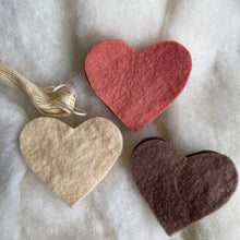 Load image into Gallery viewer, Small Hearts to make ~ Hand dyed pure wool felt ~ variety of colour ways.