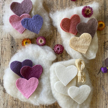 Load image into Gallery viewer, Small Hearts to make ~ Hand dyed pure wool felt ~ variety of colour ways.