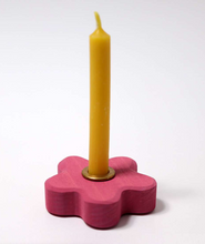 Load image into Gallery viewer, Grimm’s Pink Flower Candle Holder (with or without 100% beeswax candle and brass holder)