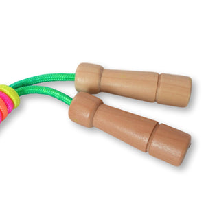 Rainbow Skipping Rope - Adjustable Length with Wooden Handles