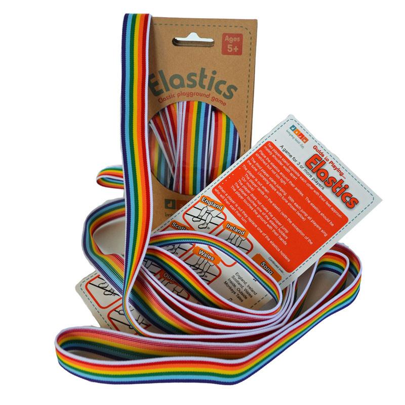 Rainbow elastics playground game.