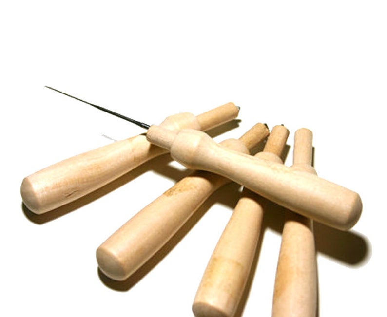 wooden needle felting holder with needle